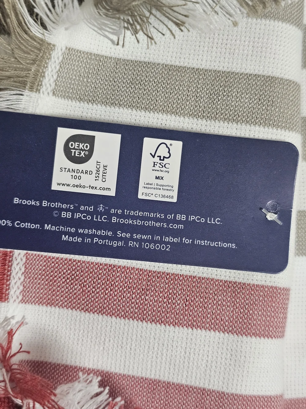 Brooks Brothers Striped Cotton Towel  in White, Red, Blue & Brown